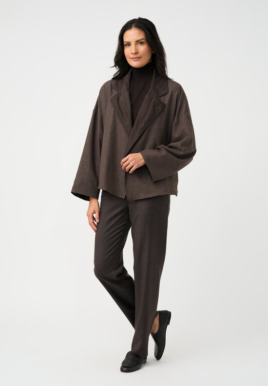 Dusan Silk Oversized Reversible Jacket in Cedar Brown