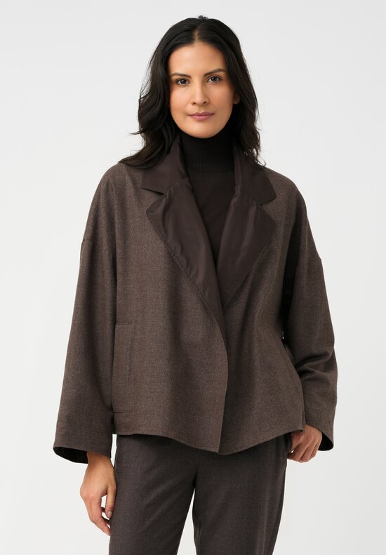 Dusan Silk Oversized Reversible Jacket in Cedar Brown