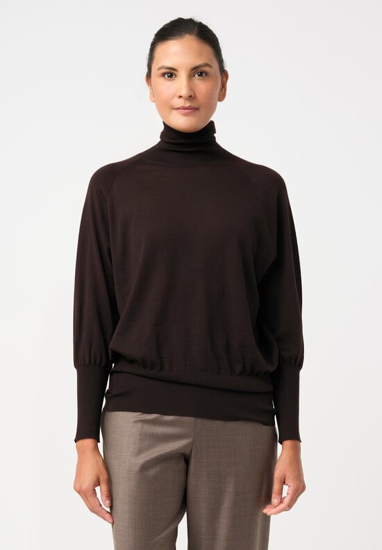 Dusan Fine-Knit Cashmere Turtleneck Sweater in Dark Chocolate Brown