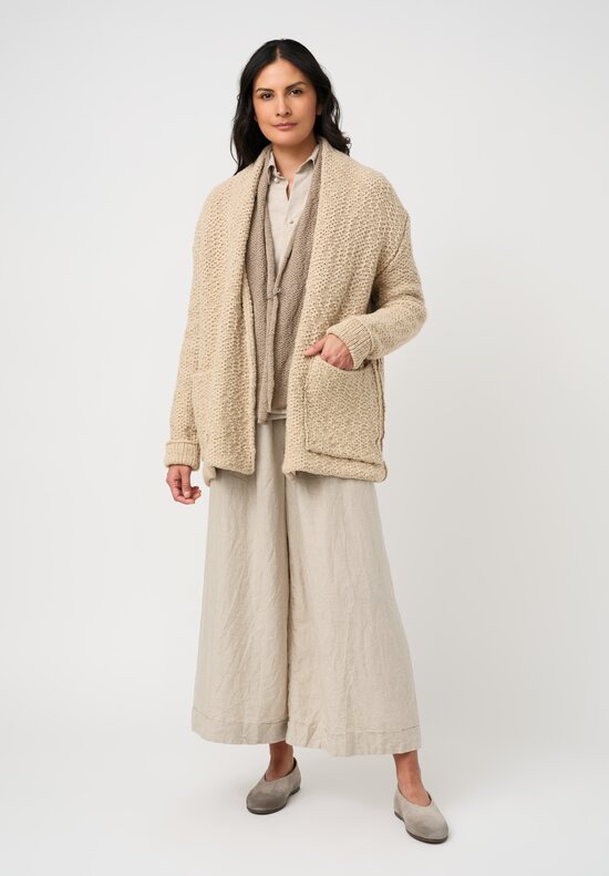 Daniel Andresen Hand-Knit Camel Weighted Cardigan in Natural Whipped Honey