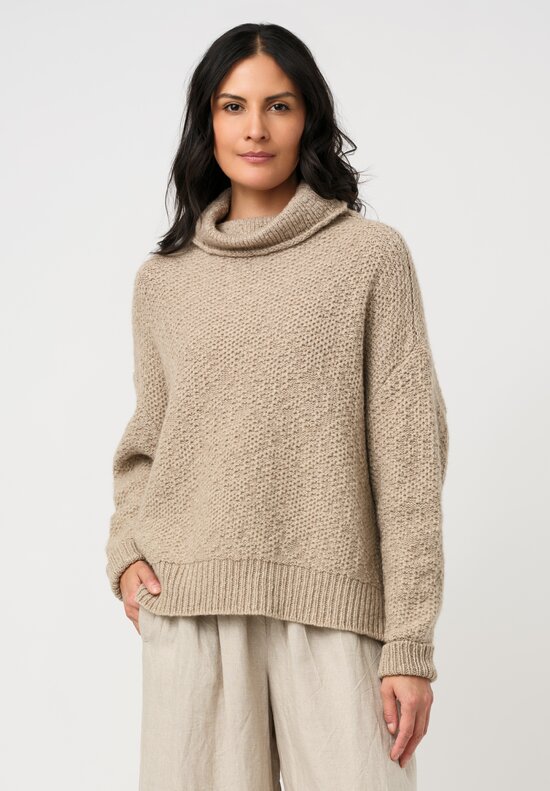 Daniel Andresen Fine-Knit Cashmere Blackberry Pullover in Natural Ecru