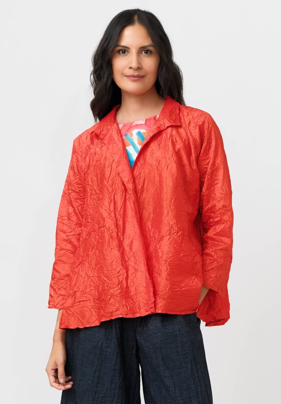 Daniela Gregis Washed Silk Spicchi Colletto Jacket in Metallic Red