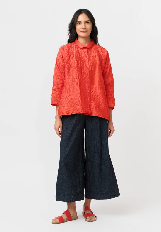 Daniela Gregis Washed Silk Spicchi Colletto Jacket in Metallic Red