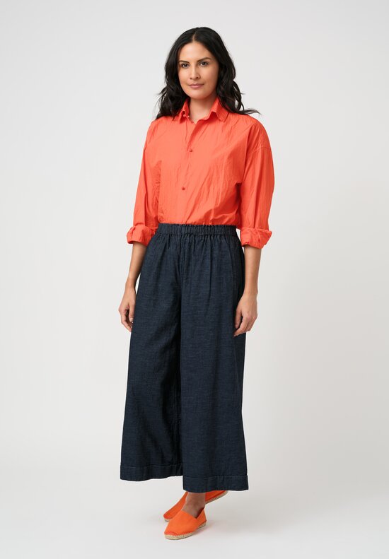 Daniela Gregis Washed Cotton Tasche Pigiama Pants in Denim Blue Twill