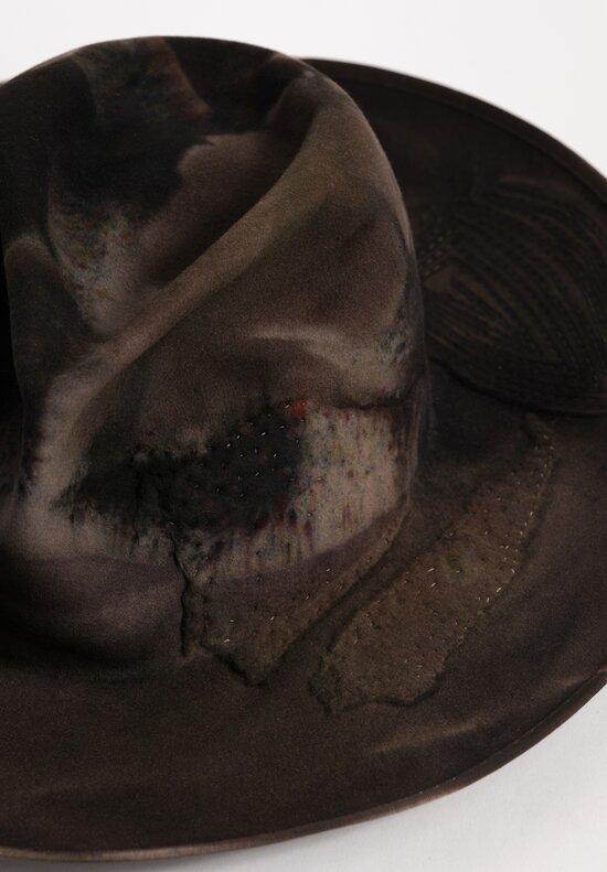 Horisaki Design & Handel Hand-Dyed Beaver Fur Felt Stitched Patchwork Hat
