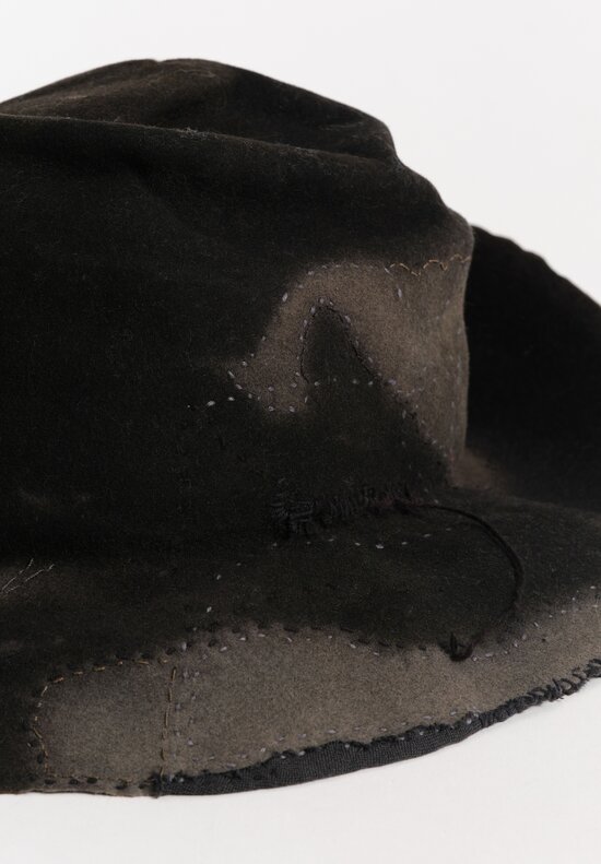 Horisaki Design & Handel Hand-Dyed Rabbit Fur Felt Wide Upturned Brim Hat