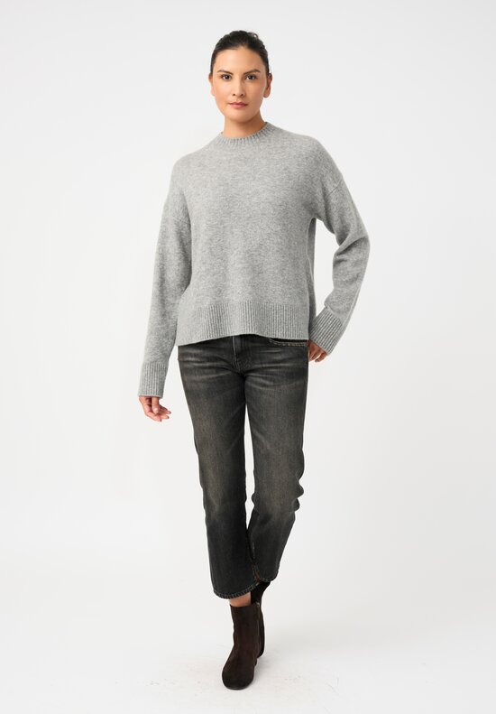 Alanui Knit Cashmere Silk Ribbed Trim Finest Sweater in Grey