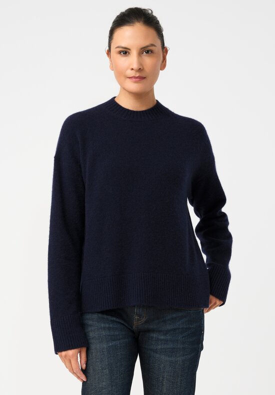 Alanui Knit Cashmere Silk Ribbed Trim Finest Sweater in Black