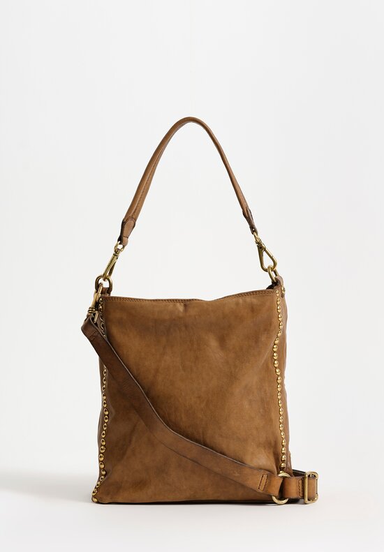 Campomaggi Leather Lisa Studded Satchel Bag in Military Green