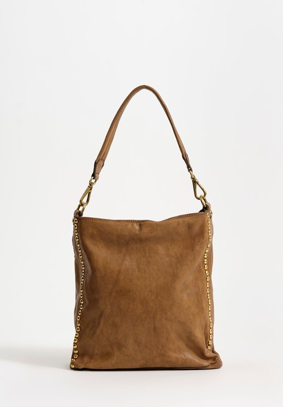 Campomaggi Leather Lisa Studded Satchel Bag in Military Green