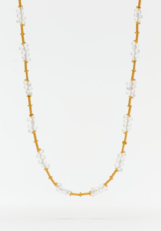 Greig Porter 18K Starburst Cylinder & Briolette Cut Moonstone Necklace 16.75