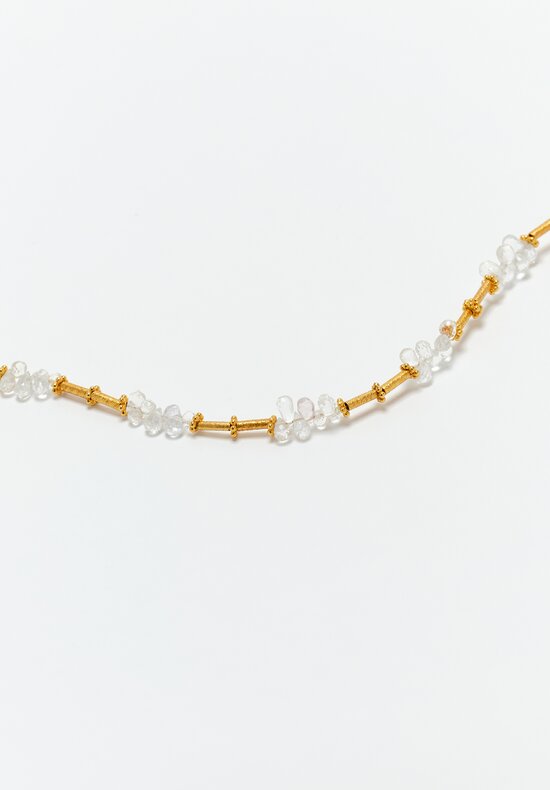 Greig Porter 18K Starburst Cylinder & Briolette Cut Moonstone Necklace 16.75