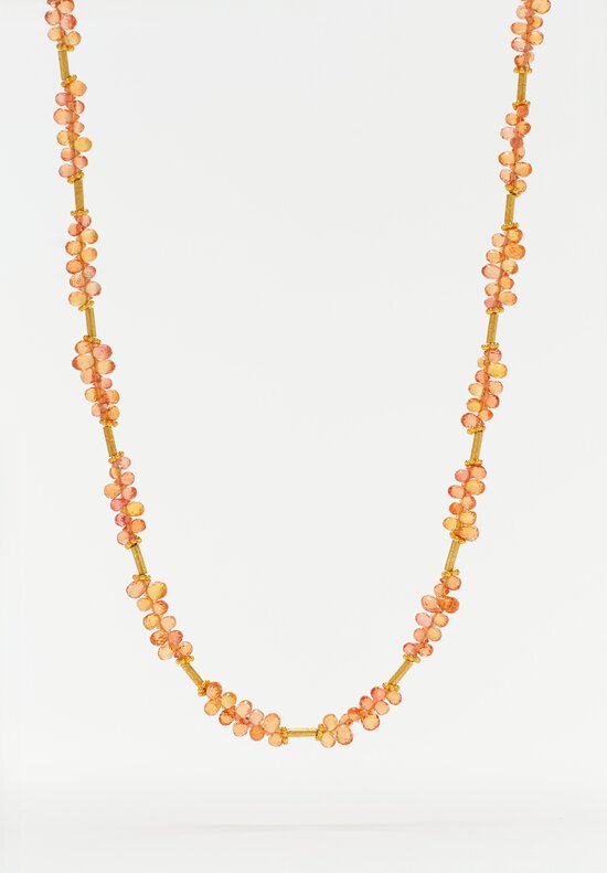 Greig Porter 18K Starburst Cylinder & Briolette Cut Orange Sapphire Necklace 16.5
