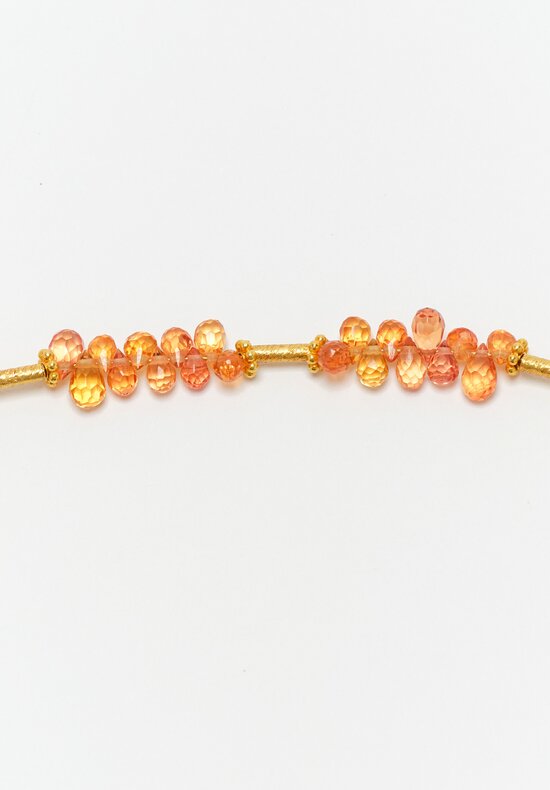 Greig Porter 18K Starburst Cylinder & Briolette Cut Orange Sapphire Necklace 16.5