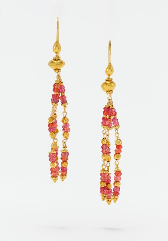 Greig Porter 18K Starburst Faceted Rounds & Pink Sapphire Chandelier Earrings 2.5