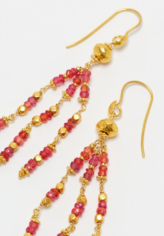 Greig Porter 18K Starburst Faceted Rounds & Pink Sapphire Chandelier Earrings 2.5