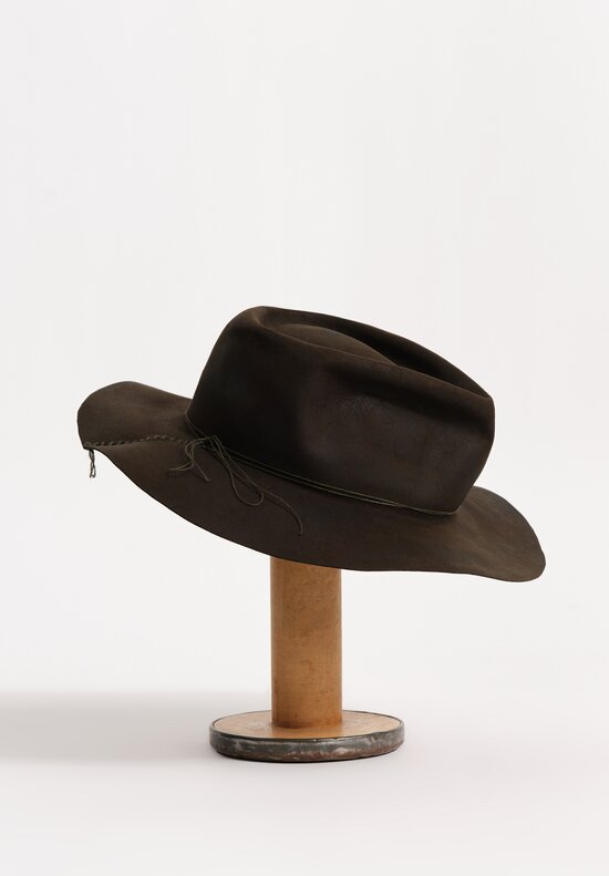Horisaki Design & Handel Hard Burnt Beaver Fur Felt Stitched Detail Hat