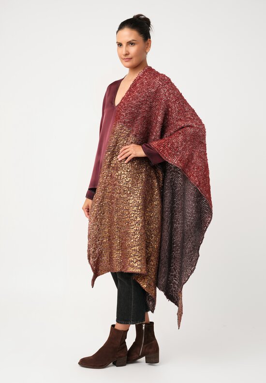 Avant Toi Silk & Cashmere Hand-Painted Pelliccia Scarf in Nero & Fuoco Red