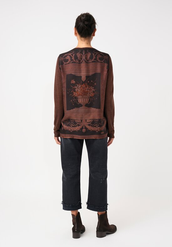 Avant Toi Cashmere & Vintage Silk One-of-a-Kind V-Neck Sweater in Brownie Brown Frama
