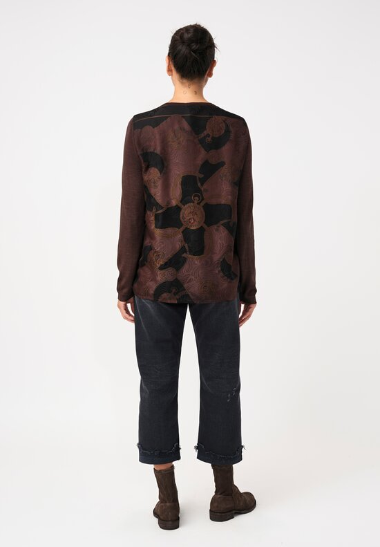 Avant Toi Cashmere & Vintage Silk One-of-a-Kind V-Neck Sweater in Moro Brown Compass