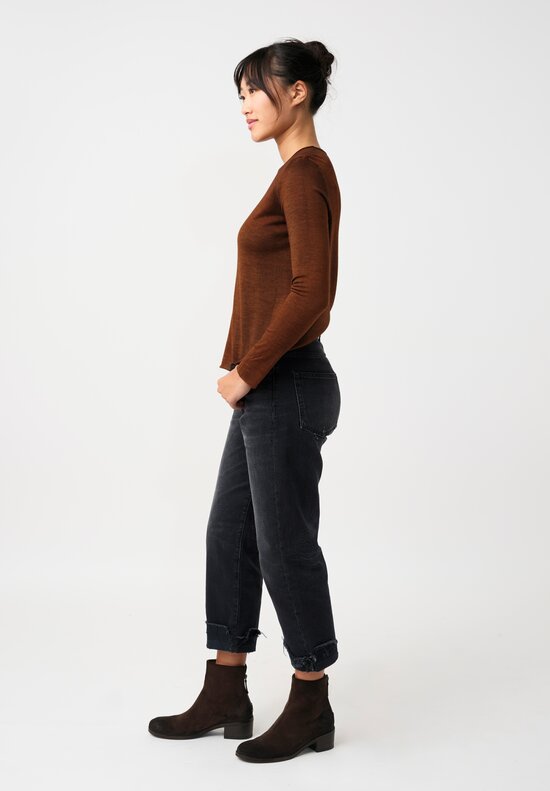 Avant Toi Cashmere & Silk Hand-Painted Off-Gauge Knit in Nero & Antilope Brown