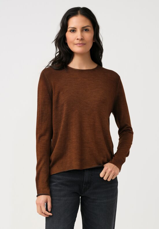 Avant Toi Cashmere & Silk Hand-Painted Girocollo Sweater in Nero & Antilope Brown