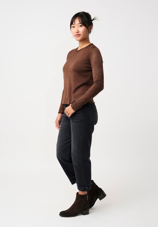 Avant Toi Cashmere & Silk Hand-Painted Off-Gauge Knit in Nero & Brownie Brown