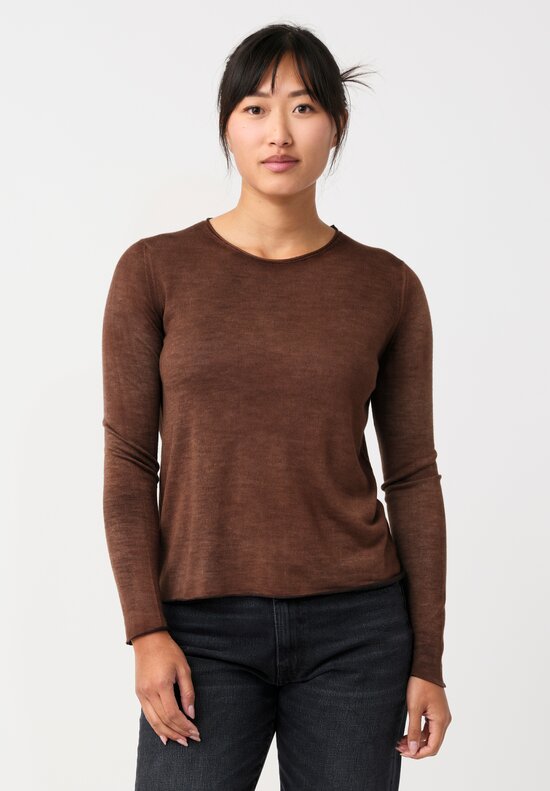 Avant Toi Cashmere & Silk Hand-Painted Off-Gauge Knit in Nero & Brownie Brown