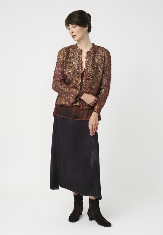 Avant Toi Silk & Cashmere Hand-Painted Pelliccia Jacket in Nero & Fuoco Red