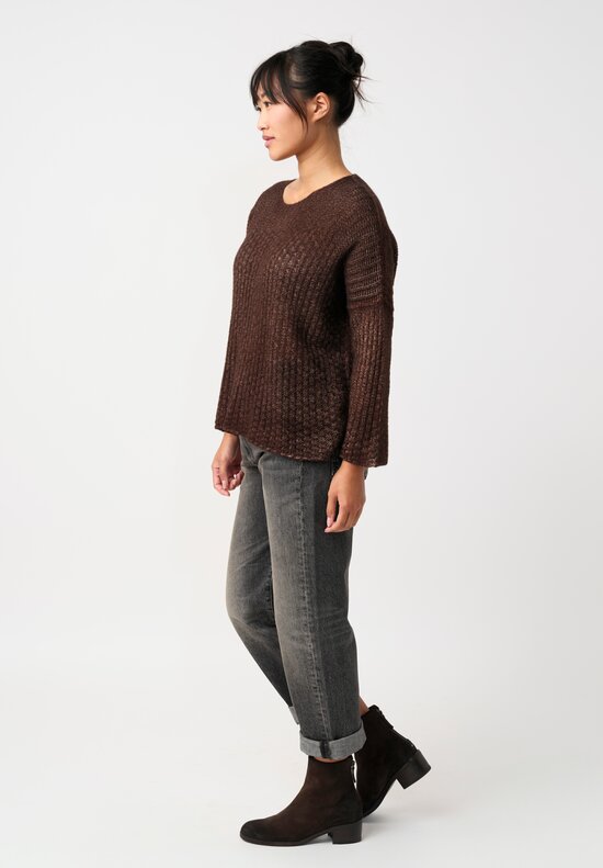 Avant Toi Cashmere & Silk Fantasia Sweater in Nero & Moro Brown