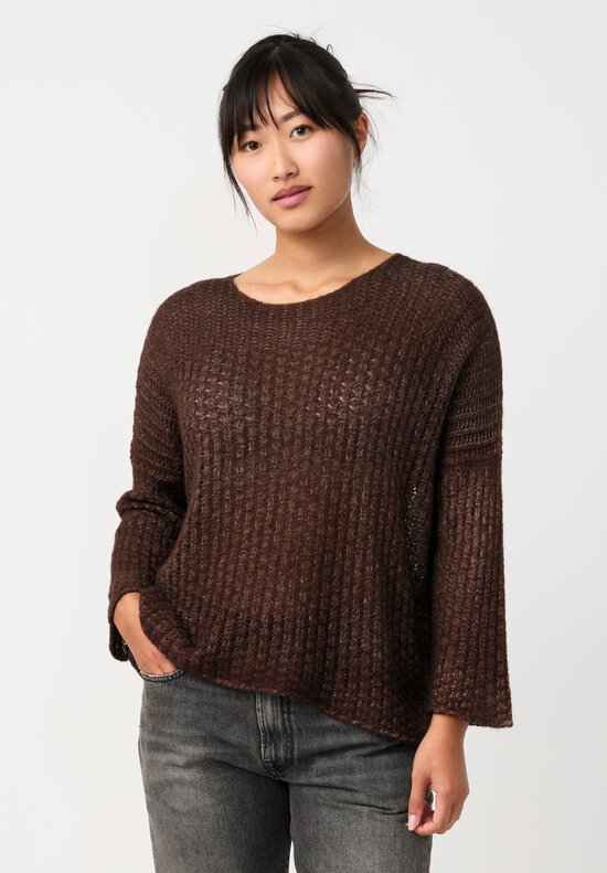 Avant Toi Cashmere & Silk Fantasia Sweater in Nero & Moro Brown