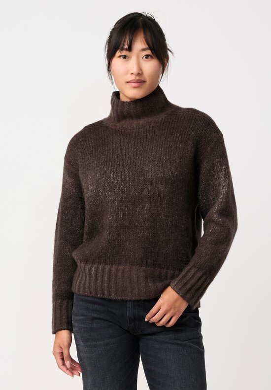 Avant Toi Cashmere & Silk Spalla Links Sweater in Nero & Moro Brown