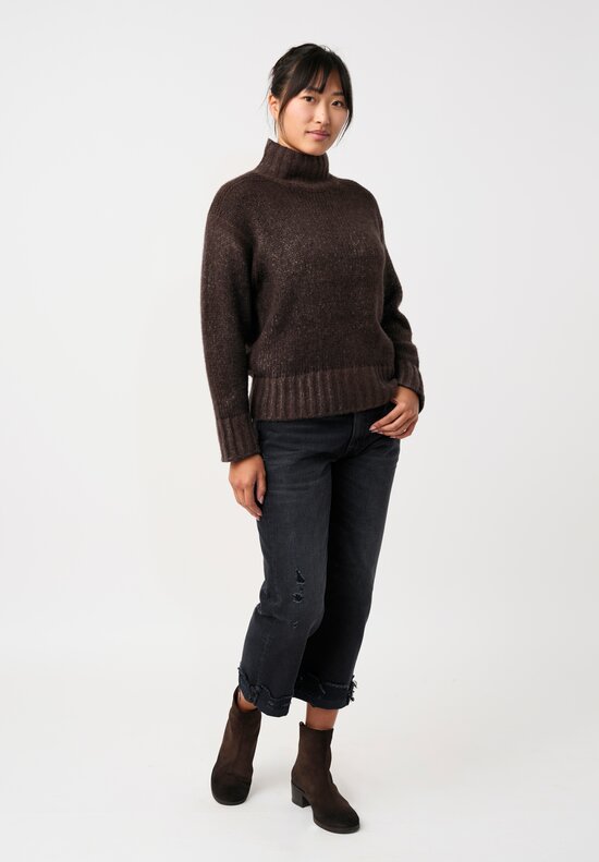 Avant Toi Cashmere & Silk Spalla Links Sweater in Nero & Moro Brown