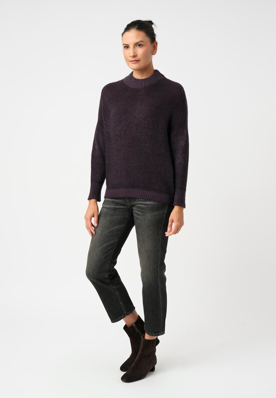 Avant Toi Cashmere & Silk Hand-Painted Luppetto Sweater in Nero & Mosto Purple