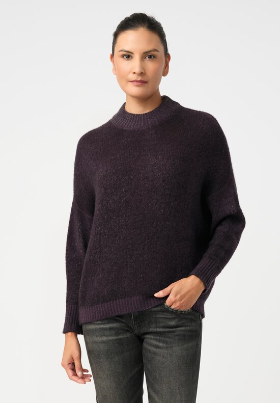 Avant Toi Cashmere & Silk Hand-Painted Luppetto Sweater in Nero & Mosto Purple