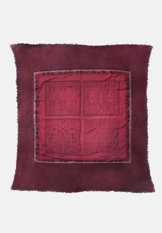 Avant Toi Cashmere & Silk One-of-a-Kind Quadrello Filigree Scarf in Nero & Wine Red