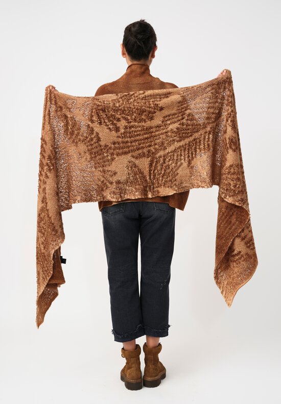 Avant Toi Cashmere & Alpaca Jacquard Hand-Painted Scarf in Nero & Antilope Brown