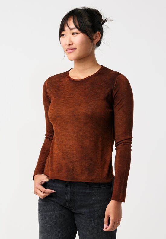 Avant Toi Cashmere & Silk Hand-Painted Off-Gauge Knit in Nero & Mango Orange