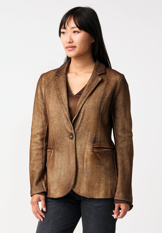 Avant Toi Hand-Painted Felted Rever Blazer in Nero & Antilope Brown