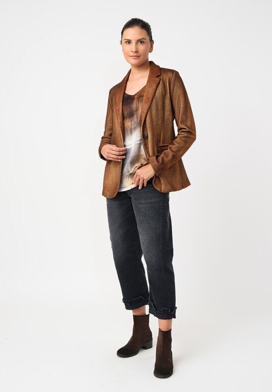 Avant Toi Hand-Painted Rever Blazer in Nero & Sughero Brown