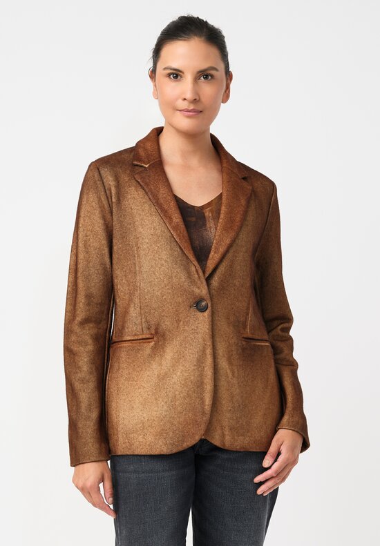 Avant Toi Hand-Painted Rever Blazer in Nero & Sughero Brown