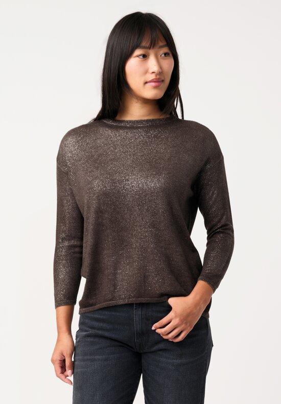 Avant Toi Cashmere & Silk Maglia Barchetta Sweater in Nero & Fuoco Red