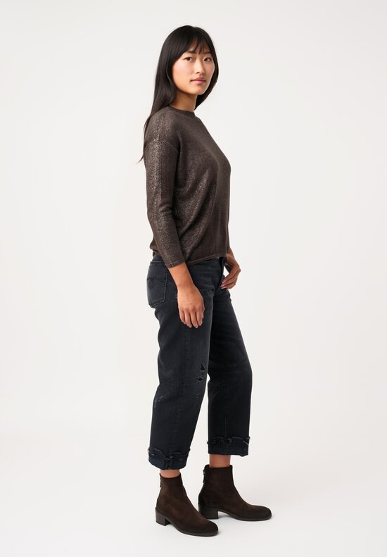 Avant Toi Cashmere & Silk Maglia Barchetta Sweater in Nero & Fuoco Red