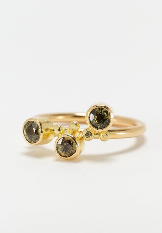 Greig Porter 18K Round Cut Sphene Trio Ring 8.5