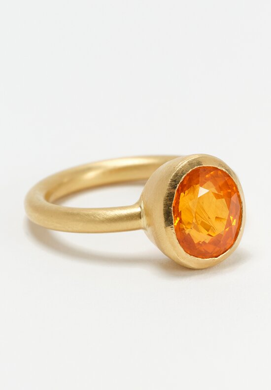 Greig Porter 18K Oval Cut Orange Sapphire Ring 7.25