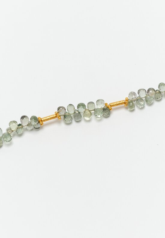 Greig Porter 18K Starburst Cylinders & Green Sapphire Briolette Beaded Necklace 16.5