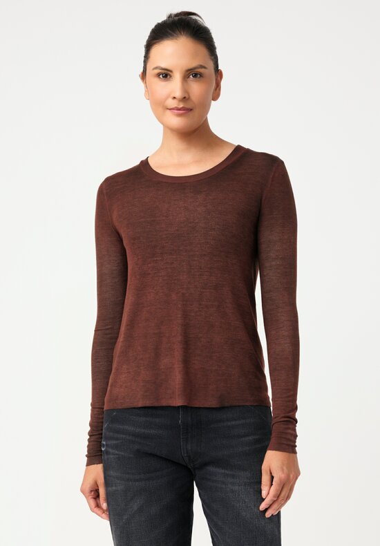 Avant Toi Ribbed Costina Top in Nero & Brownie Brown
