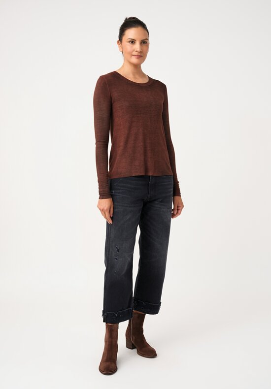Avant Toi Ribbed Costina Top in Nero & Brownie Brown