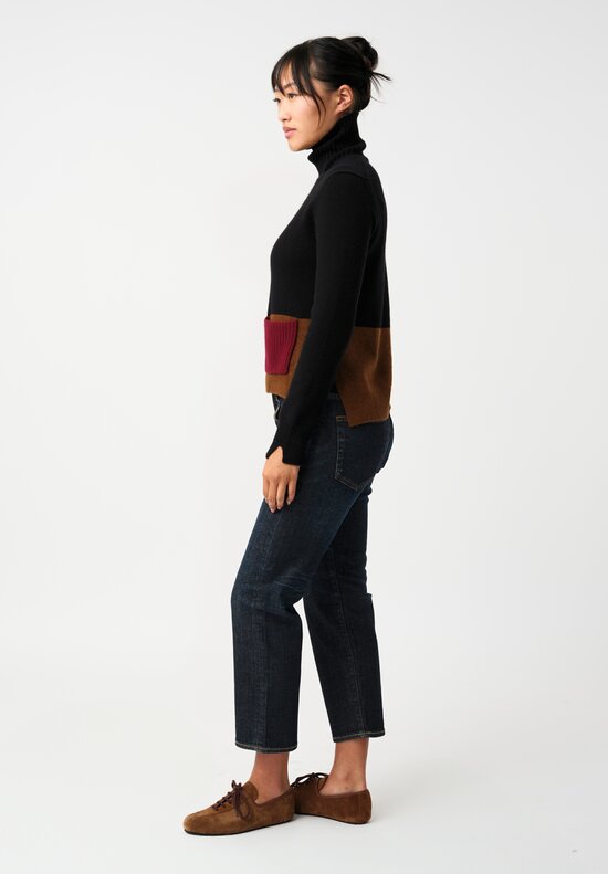 Plan C Knit Cashmere Blend Color Block Turtleneck