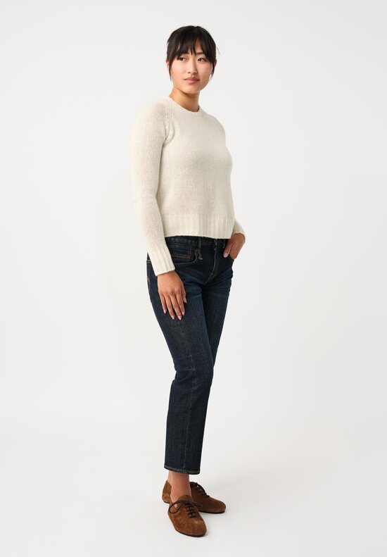 Plan C Knit Cashmere Crewneck Sweater in White Vanilla
